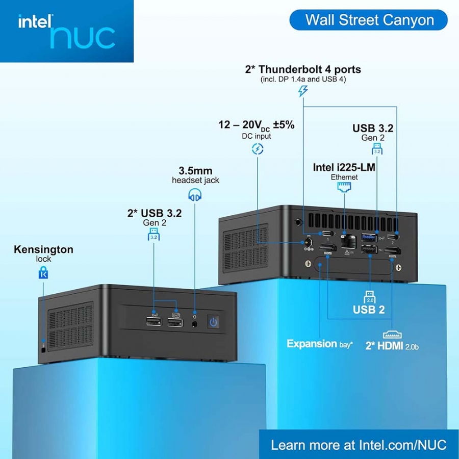 Nuc 12 Intel NUC12WSHi7 Mini PC Wall Street Canyon